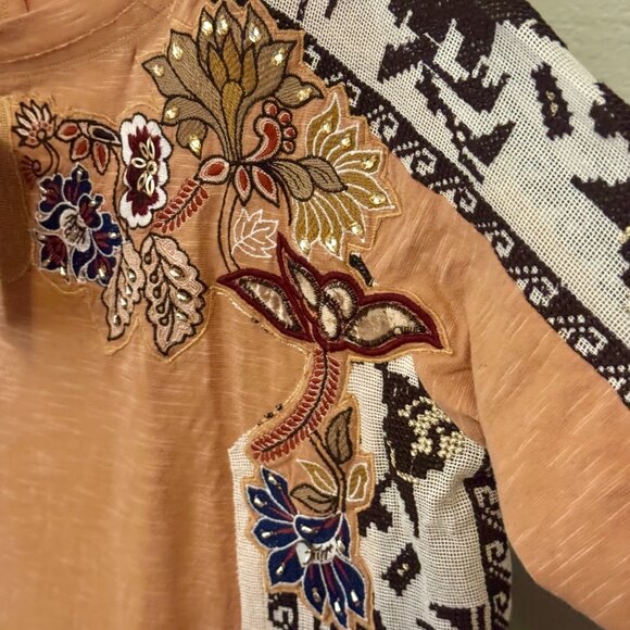 Free People Tan Embroidered Long Sleeve Top - Picture 13 of 15